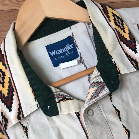 Wrangler Vintage Aztec Pearl Snap Button Up Western Short Sleeve Shirt 2XT - Picture 14 of 14